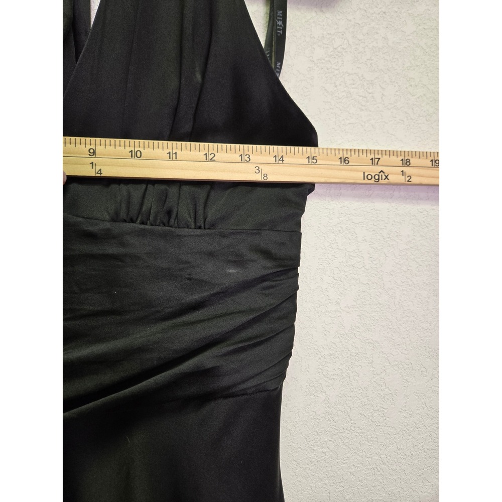 Vintage Old Hollywood Fit n Flare Black Silk Halter Neck Midi Dress 8 Party - Picture 4 of 15